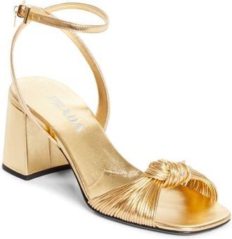 Prada Block Heel Ankle Strap Sandal in Platino at Nordstrom, Size 10.5Us