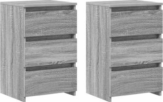 vidaXL Vidaxl - Mesitas De Noche 2 Uds Contrachapado Gris Sonoma 40x35x62,5 Cm