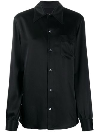 Maison Margiela satin long-sleeve shirt - women - Acetate/Viscose - 38 - Black