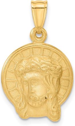 Diamond2Deal 14k Yellow Gold Satin Jesus Medal Pendant
