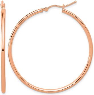 Diamond2Deal 14k Rose Gold 2x45mm Round Shape Hoop Earrings