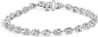 House of Brilliance IGI Certified 14K White Gold 12.0 Cttw Pear Cut Lab Grown Diamond Tennis Bracelet
