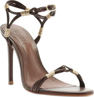 Schutz Nara Ankle Strap Stiletto Sandal in Root Brown at Nordstrom, Size 8.5