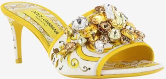 Dolce & Gabbana Absatz-Pantoletten mit Majolika-Print und Kristallen Keira 60