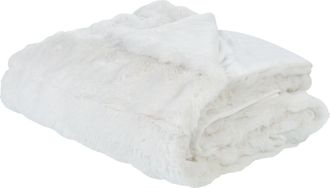Beliani Beliani - Manta Ropa De Cama Moderna De Poli&eacute;ster Imitaci&oacute;n De Piel De Conejo Peluda Dormitorio Blanca 150 X 200 Cm Salka