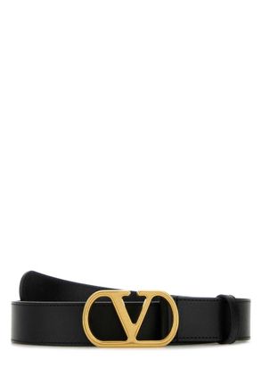Valentino Garavani Black Solid VLogo Belt