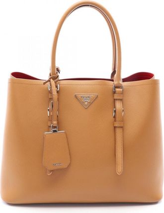 Prada Brown Leather Handbag Tote Bag (Pre-Owned)