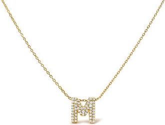 House of Brilliance 10K Gold Diamond Accent A-Z Initial Bubble Pendant Necklace in Yellow | M at Nordstrom