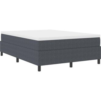 vidaXL Box Spring Bed Dark Grey and White 140 x 190 cm Corduroy Fabric vidaXL