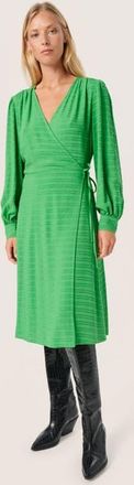 Soaked In Luxury Catina Long Sleeve V-Neck Wrap Dress in Medium Green at Nordstrom, Size X-Small