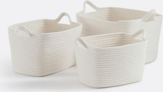 La Redoute Interieurs Set van 3 rechthoekige katoenen manden, Kesia