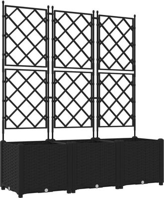 vidaXL Vidaxl - Garden Planter with Trellis 3 pcs Black 120 x 40 x 143 cm pp