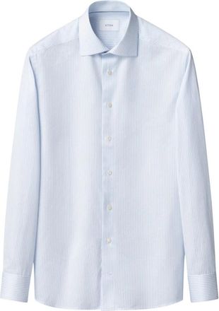 Eton Gestreept Slim Fit Signature Twill Overhemd - Heren - Zakelijke Overhemden - Blauw - 3XL - Leer - Overhemden