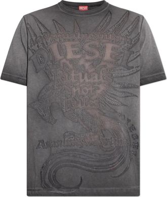 Diesel Tops, Heren, Grijs, XL, Katoen, T-Rawjust-Aa 1 T-shirt