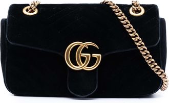 Gucci Pre-owned Womens Medium Gg Marmont Matelasse Velvet Shoulder Bag - Black Textile - One Size
