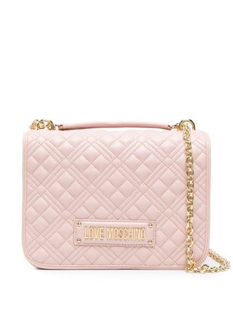 Love Moschino logo-plaque quilted shoulder bag - women - Polyurethane - OS - Pink