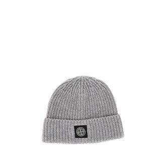 Stone Island Virgin wool beanie hat with logo patch Man One Size