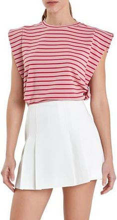 English Factory Stripe Extended Shoulder T-Shirt in Pink/Red at Nordstrom Rack, Size X-Small
