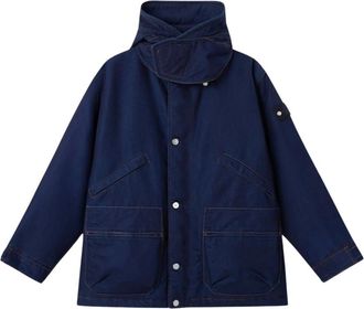 Stone Island Jassen, Heren, Blauw, L, Denim, Indigo Polypropylene Denim Licht-gewassen Parka