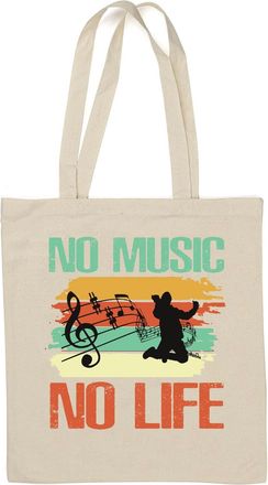 Generic No Music No Life Natural Cotton Tote Bag White