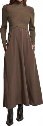 Crescent Brooks Dress And Sweater Two-Piece Set In Brown