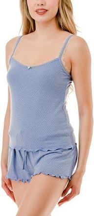 MARCUS ADLER Pointelle Lace Trimmed Pajamas in Blue at Nordstrom Rack, Size X-Large