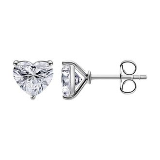 Diamond2Deal 4 Ct Heart Cut Lab Grown Diamond Stud Earrings 14k White Gold VS Clarity, F-G Color
