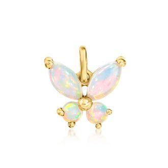 RS Pure by Ross-Simons Opal Butterfly Charm in 14kt Yellow Gold