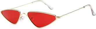 Generic Outdoor Womens Small Frame Sunglasses Metal Mens Driving Commuter Sun Glasses(Red)