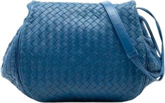 Bottega Veneta Pre-owned Woven Nappa Leather Crossbody - Dames - Vintage Schoudertas - Blauw - ONE Size - Leer - Vintage