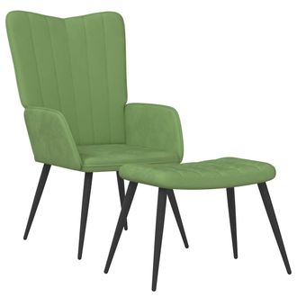 vidaXL Poltrona Relax Con Sgabello Verde Chiaro In Velluto Vidaxl