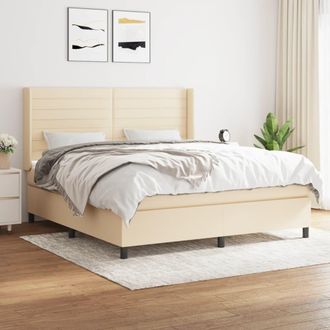 vidaXL Vidaxl - Cama Box Spring Con Colch&oacute;n Tela Color Crema 160x200 Cm