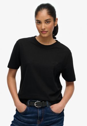 Superdry T-Shirt SUPERDRY ESSENTIAL LOGO EMB TEE, Damen, Gr. XXS, schwarz, Single Jersey, Obermaterial: 100% Baumwolle, unifarben, relaxed fit normal, Rundhals
