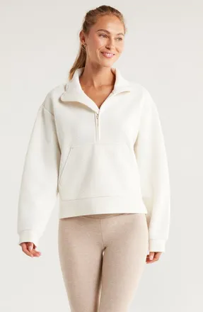Zella Textured Half Zip Pullover in Ivory Egret at Nordstrom, Size X-Large