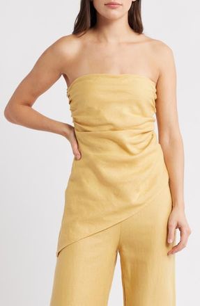 Faithfull The Brand Nera Strapless Asymmetric Hem Top in Marigold at Nordstrom, Size Xx-Large