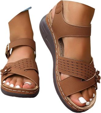 Generic Wide Fit Sandals for Women Orthopedic Sandals Women Plantar Fasciitis Comfort Open Toe Ankle Strap Ladies Wedge Slides Outdoor Anti-Slip Platform Summ