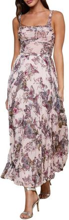 L'agence Torin Pleat Maxi Skirt in Pink Butterfly Jungle at Nordstrom, Size 10