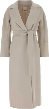 Max Mara Elisa Coat - Dames - Jas met riem - Grijs - XL - Wol - Jassen