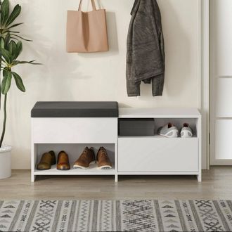 Dmora Zapatero Nuri, Mueble Para 8 Pares, Un Estante, 2 Puertas, 120x41x51h Cm Blanco