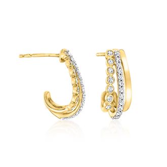Ross-Simons Lab-Grown Diamond 3-Row Curved Earrings in 18kt Gold Over Sterling