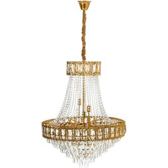 Beliani Lampada a sospensione Glamour Chandelier Base in metallo con cristalli oro Meki