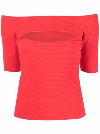 Stella McCartney off-shoulder cut-out top - women - Cotton - 36 - Red