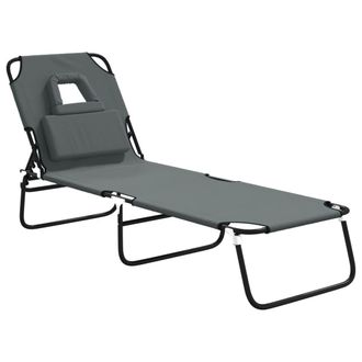vidaXL Tumbona Plegable Acero Recubrimiento En Polvo Tela Oxford Gris Vidaxl