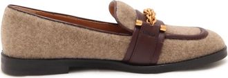 Roberto Festa Milano Vilt en leren instapper - Dames - Loafers - Beige - 36 EU - Leer - Schoenen