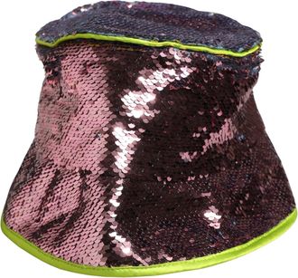 Dolce & Gabbana Men Purple Sequined Bucket Fisherman Capello Hat Cotton Polyethylene Silk