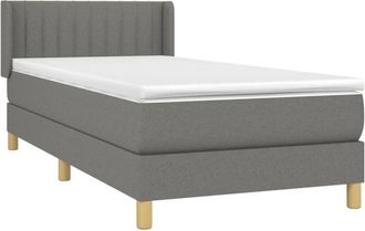 vidaXL Cama Box Spring Con Colch&oacute;n Tela Gris Oscuro 90x200 Cm Vidaxl