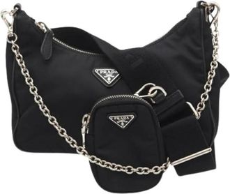 Prada Pre-owned Saffiano Shoulder Bag - Dames - Vintage Schoudertas - Zwart - ONE Size - Leer - Vintage