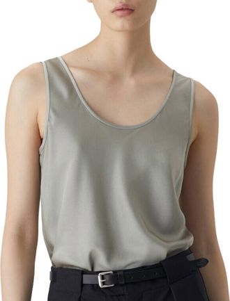 Closed Shiny Tank Top In Grey Veneer