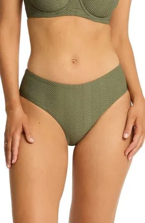 Sea Level Australia Caracus Mid Rise Bikini Bottoms in Khaki at Nordstrom Rack, Size 12