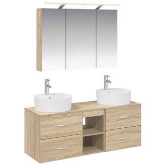 vidaXL Juego De Muebles De Ba&ntilde;o 4 Pcs Roble Sonoma Vidaxl